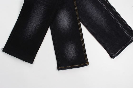 11.4 onzas negro y negro trasero cruzado de tejido de pantalón vaquero de moda