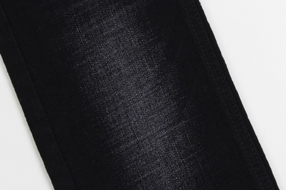 11.4 onzas negro y negro trasero cruzado de tejido de pantalón vaquero de moda