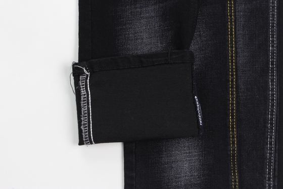 11.4 onzas negro y negro trasero cruzado de tejido de pantalón vaquero de moda