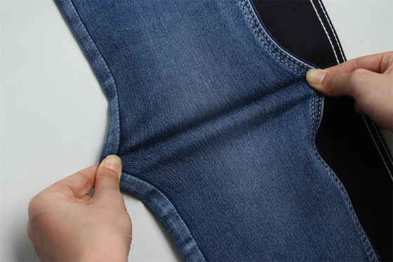 10.5 oz de tejido satinado de denim para mujeres Jeans de alto estiramiento Super azul oscuro