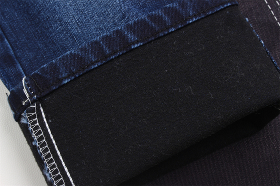 11-11.5 Oz Warp slub jeans de tela para hombre jeans mercerizados Vello negro trasero alto estiramiento para hombre estilo de mercado de la India