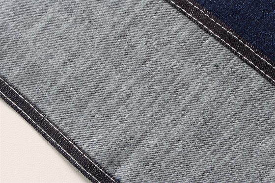 11.8 Oz Cross Slub de algodón mezclado Spandex Blue Denim Tejido Para Hombre Jeans Estiramiento Estilo de mercado de la India Desizing Fleecing