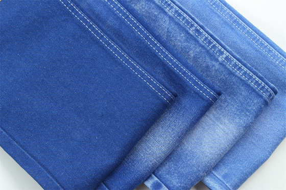 Vibrante y único color azul Tejido denim rígido 100% algodón ancho 180cm