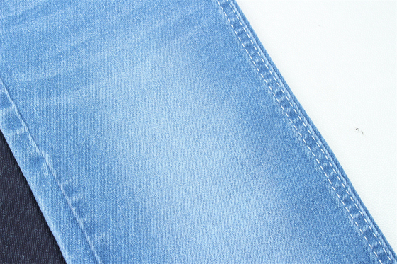 10.5 Oz Super Estiramiento Tejido de denim para mujeres de verano Jeans algodón poliéster Rayón Spandex con Warp Slub Alto Estiramiento