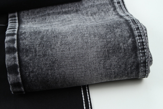 13.5oz Super Negro Oscuro Color Tejido Denim Rígido 100% de algodón Hijo reciclado para trabajador Jean Tejido Negro Negro Reverso