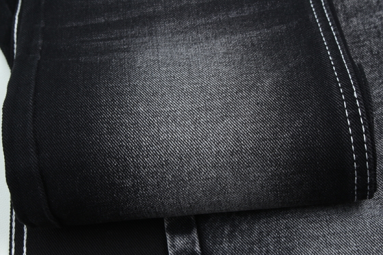 13.5oz Super Negro Oscuro Color Tejido Denim Rígido 100% de algodón Hijo reciclado para trabajador Jean Tejido Negro Negro Reverso