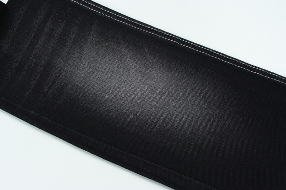 13.5oz Super Negro Oscuro Color Tejido Denim Rígido 100% de algodón Hijo reciclado para trabajador Jean Tejido Negro Negro Reverso
