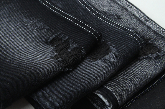 11.5oz Tejido de denim rígido 56%C 44%P Negro y Negro Reverso Para el estilo de la marca Jeans Estilo Amigo del chico suave palpación