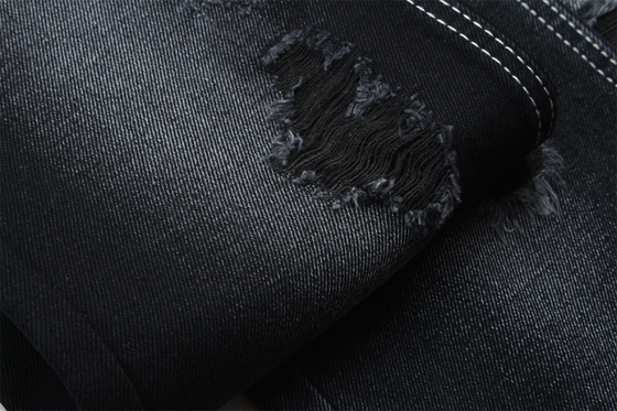11.5oz Tejido de denim rígido 56%C 44%P Negro y Negro Reverso Para el estilo de la marca Jeans Estilo Amigo del chico suave palpación