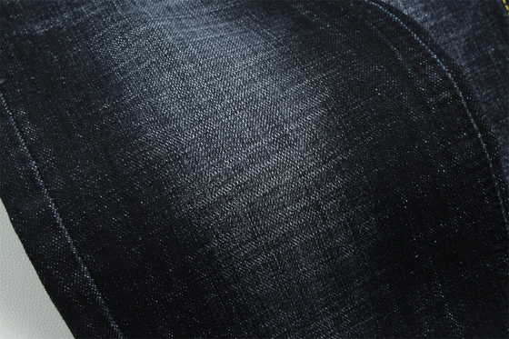 Tejido de algodón de color azul oscuro gris cruzado, espandéx y denim para jeans