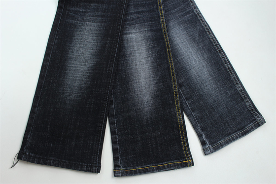 Tejido de algodón de color azul oscuro gris cruzado, espandéx y denim para jeans