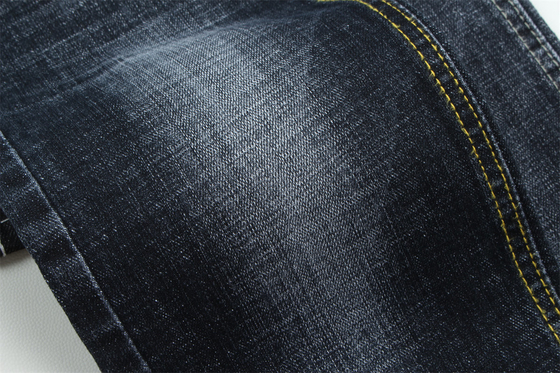Tejido de algodón de color azul oscuro gris cruzado, espandéx y denim para jeans