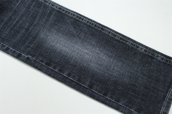 Tejido de algodón de color azul oscuro gris cruzado, espandéx y denim para jeans