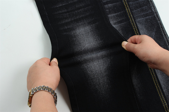 Tejido negro negro de algodón poliéster rayón espandéx denim para jeans