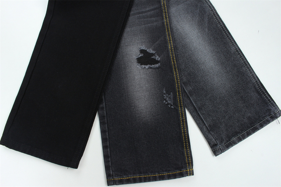 11.5oz Tejido de denim rígido 56%C 44%P Negro y Negro Reverso Para el estilo de la marca Jeans Estilo Amigo del chico suave palpación