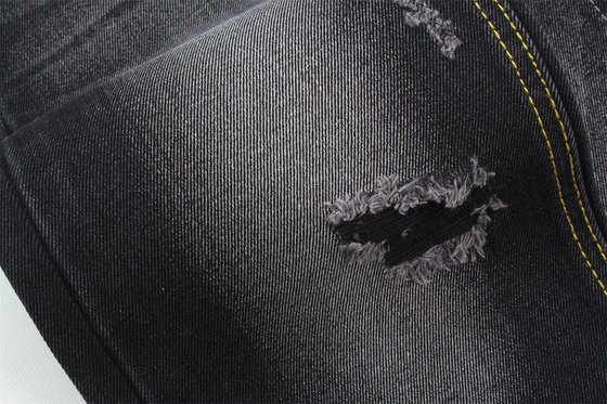 11 oz de tejido de denim rígido 56% C 44% P Negro y Negro Reverso ancho completo 180 cm