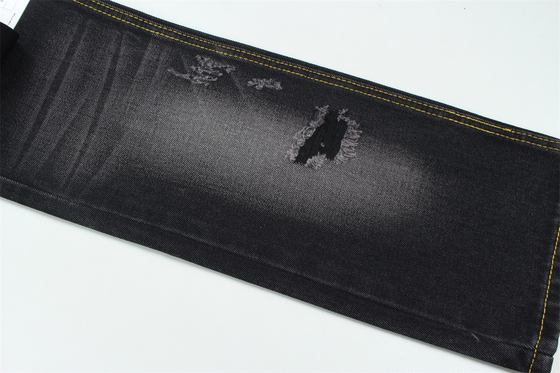 11 oz de tejido de denim rígido 56% C 44% P Negro y Negro Reverso ancho completo 180 cm