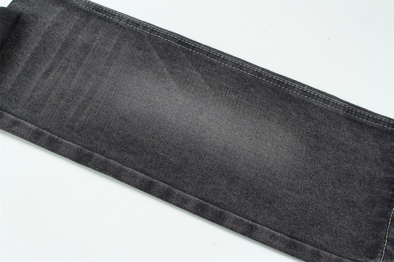 11 oz de tejido de denim rígido 56% C 44% P Negro y Negro Reverso ancho completo 180 cm