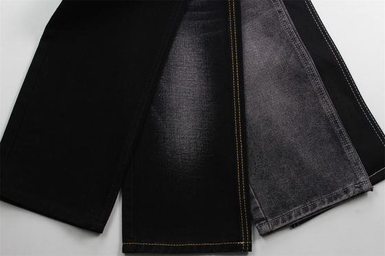 190cm 12oz negro negro algodón poliéster tejido rígido de denim para jeans