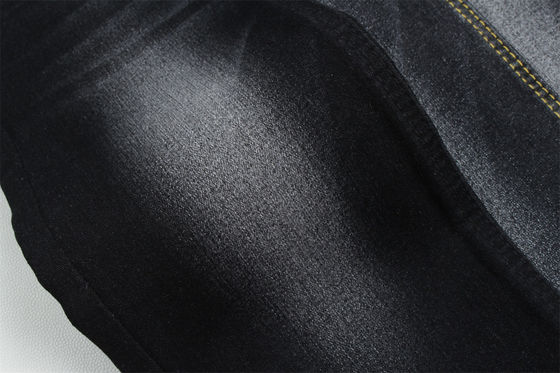 Tejido vaquero elástico negro negro de alta elasticidad con tejido satinado de licra
