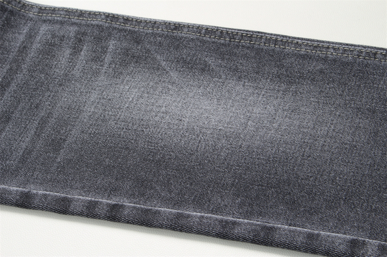 Tejido de mezclilla negra de 10.5 oz, rígido, 100% algodón, negro y negro en el reverso, para jeans de estilo boyfriend, tacto suave para mujer