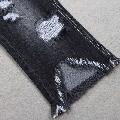 Tejido denim de urdimbre slub negro azufre de 9.8 oz, 100% algodón, tejido vaquero desengomado