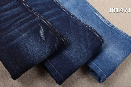 Tela cruzada derecha azul estirable enorme de los tejanos elásticos RHT de las mujeres tela del dril de algodón de 10 onzas