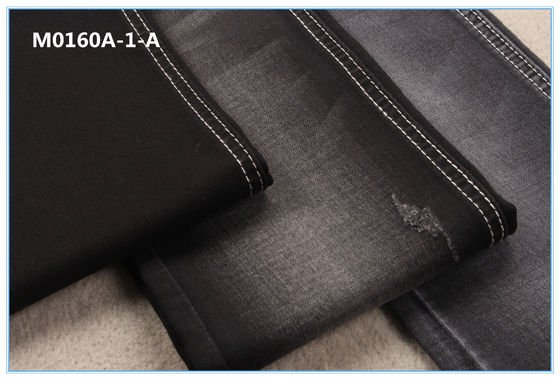 tela quebrada del jean elastizado del negro de la tela cruzada de 8Oz TR
