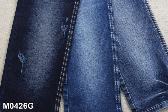 Buen precio Alta tela del dril de algodón de la gata de la deformación del estiramiento de 10,3 onzas para la fabricación de los vaqueros en línea