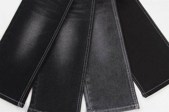 Precio barato 10 oz de poliéster espandéx denim negro con elasticidad tejido de denim para jeans