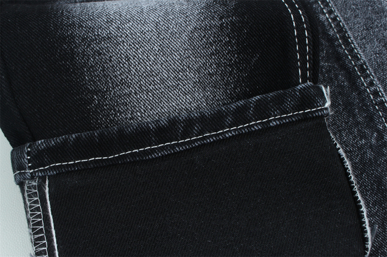 13.5 oz de tejido de denim pesado de baja estiradura para el trabajo del hombre usar jeans negro en la parte posterior