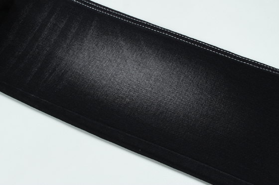 13.5oz Super Negro Oscuro Color Tejido Denim Rígido 100% de algodón Hijo reciclado para trabajador Jean Tejido Negro Negro Reverso