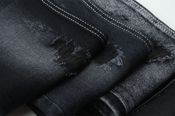 Buen precio 11.5oz Tejido de denim rígido 56%C 44%P Negro y Negro Reverso Para el estilo de la marca Jeans Estilo Amigo del chico suave palpación en línea