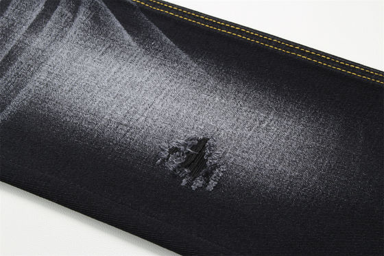 Buen precio Tejido de mezclilla negra de 10.5 oz, rígido, 100% algodón, negro y negro en el reverso, para jeans de estilo boyfriend, tacto suave para mujer en línea